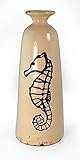 StealStreet JCE-951 Ss-Ug-Jce-951 8.5 Seahorse Embellished Decorative Ceramic Vase Off White [並行輸入品]