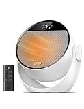 DREO セラミックヒーター 【冬の足元対策・広範囲送風】 1200W~15.5畳 ヒーター 強力 ストーブ暖房 静音34dB ECO省エネ 8つ安全機能 60°角度調整 3段階の加熱と3段階の送風 温度自動調節(5～35℃) 12時間タイマー 幅24.5×高さ25.7×奥行14.5cm 机上 床置