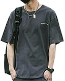 [ODFMCE] tシャツ 半袖 メンズ 夏 綿 薄手 シンプル ゆったり 無地 おしゃれ 大きいサイズ (3XL, グレー)