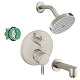 Hansgrohe KST04231-27486-13BN Raindance S 150 Air 1-Jet Showerhead Kit with Tub Spout Thermostatic T