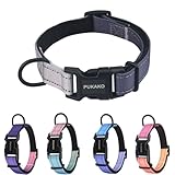 PUKAKO 犬首輪 小型犬 中型犬 大型犬 調節可能 夜間反射 おしゃれ メッシュ 通気性 柔らかいパッド ソフト (グレー,M)