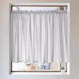 スタイルデコール(STYLE Decor) カフェカーテン 綿100% (72cm×100cm) スタンダードタイプ ミストグレーストライプ W3901510