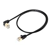 SinLoon 90度Cat8イーサネットケーブル、高速40Gbps 2000Mhzケーブル、金メッキプラグSFTPケーブル、Cat8 RJ45コネクタゲームLAN ケーブル、ゲームPC PS Xboxモデム(UP 0.5M/1.64FT)