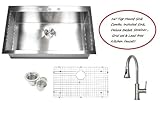 トップマウント36インチ/差し込み式ステンレススチールシングルボウルキッチンシンクゼロ半径設計と鉛フリー蛇口コンボ