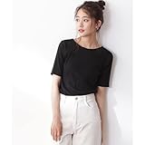 [エヌナチュラルビューティーベーシック*] Tシャツ 三角テレコ半袖Ｔシャツ レディース ブラック