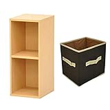 オープンラック 木製 2段 幅25×奥行29.4×高さ60cm インナーボックス1個付き 取手付き 布製 ナチュラル