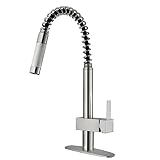 VIGO Lincroft Single Handle Pull-Down Kitchen Faucet with Deck Plate, Stainless Steel [並行輸入品]