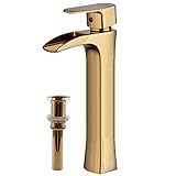 Wovierクロム/つや消しニッケル/ Oil Rubbed Bronzeウォーターフォール浴室シンク蛇口、シングルハンドル単穴洗面所蛇口、ミキサータップBasinトールボディ 82314