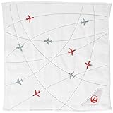 丸眞 ハンドタオル JAL 日本航空 25×25cm フライトルート 綿100% 全面刺繍 6205000400