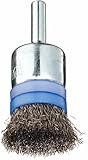 Weiler Wire End Brush, Banded, Solid End, Round Shank, Stainless Steel 302, Crimped Wire, 3/4" Diame