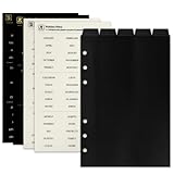 Zelten PPバインダーインデックス仕切り板、4枚のタブステッカー付き、パーソナルオーガナイザー・プランナー・ルーズリーフノート用 (PP Black 5-Top Tab, A5/6 Hole)