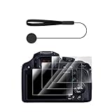 VOVMOEYA 紛失防止ストラップ付き 3枚入り强化ガラスフィルム Panasonic Lumix DC-FZ80と互換性あり,FZ80D FZ82 FZ82D FZ85 FZ85D TZ85 ZS70 TZ90 TZ95兼用 カメラ用液晶フード スクリーン保護フィルム 液晶保護フィルム 液晶プロテクター 9H 0.25MM超薄 高透過率
