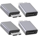 Xiatiaosann USB C - Micro Bアダプター、USB 3.1 Type-Cメス - USB 3.0 Micro Bオス延長コンバーター、ハードドライブケーブル、SSD、HDD用 (4パック)