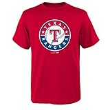 MLB Texas Rangers Boys Primaryロゴ半袖Tee、アスレチックレッド、サイズ18