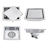 Asixx　ステンレス製　床排水口　防錆　防腐　耐久性　家庭用　キッチン、バスルーム、ガレージに適用　11cm＊11cm　正方形　シルバー　