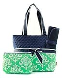 Quilted Bloom Damask 3pc Diaper Bag Set Mint by ngill [並行輸入品]
