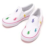 (ポロラルフローレン)POLO RALPH LAUREN キッズ・ベビー/シューズ/スリッポン 91557 White Canvas/Multi US10/16cm [並行輸入品]