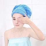 Generic Bluee : Bathroom Hooded Towel Dry Hair Hat Absorbent Dry Hair Towel Girls Hair Towel Shower 