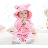 Ltuotu 柔らかい　ベビー＆キッズ用 ファション カバーオール ロンパース 着ぐるみ キッズコスチューム 子供 男の子 女の子 出産 祝い パジャマ 防寒着 スウェット (80, ピンク)
