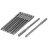 uxcell　PH1プラスプラスドライバービット　100mm x 4.5mm　六角シャンク6.3mm　10個入り