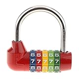 Fenteer 南京錠　亜鉛合金　5ダイヤル　便携　ロック　旅行　学校　パスワード　桁の組み合わせ　コード　全4色 - 赤