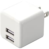 エレコム USB充電器 USB コンセント 合計12W (5V/2.4A) 2ポート USB-A コンパクト 折りたたみ式プラグ [iPhone15、Androidなど各種対応] ホワイト EC-AC3912WH