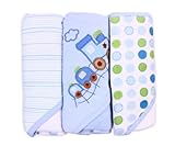 Spasilk Soft Terry Hooded Towel Set, Blue Train, 3-Count by Spasilk