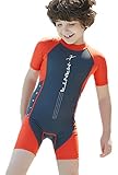 (チェリーレッド) CherryRed 子供ウェットスーツ キッズフルスーツ 日焼け止めの水着 連体 防寒保温 半袖 スイムウエア 男の子 女の子 速乾性 オレンジ XL