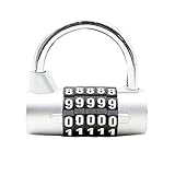 コンビネーションロックダイヤルロック 5桁 暗証番号式南京錠　補助錠 錠前 ナンバーロック　荷物　ジッパー袋　スーツケースなど旅行防犯用パスワードロック(シルバー)
