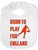 Born To Play For England Rugby- Funny Baby/Toddler/Newborn Bib - Baby Gift white by Print4U