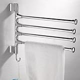 Foxnovo Wall-Mounted Stainless Steel 4 Swivel Bars Bathroom Towel Rack Hanger Holder Organizer (Silv