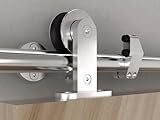 スライドバーン木製ドアハードウェアステンレススチールクローゼットトラックセット 8FT-Single Door Kit シルバー P01X1_8