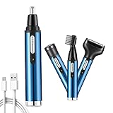 HGmeng新版鼻毛カッターエチケットカッター顔用4 in 1電動カミソリ全身眉毛シェーバー メンズヒゲトリマー レディースヒートカッター顔剃り USB 充電式ウォッシャブル、低騒音 鼻毛 カッター おすすめ(ブルー)