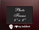 4x6 Brushed Metal Picture Frame-I love my Dachshund-Burgundy by LXG, Inc.