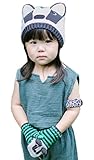 (ビグッド)Bigood 子供 帽子 キッズ 可愛い ニット帽・手袋 セット 女の子 男の子 ニットキャップ あらいぐま柄 防寒 通学 通園 クリスマス プレゼント（緑S）