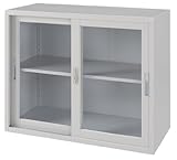 オフィス家具 ガラス引違い書庫(キャビネット/本棚)鍵付き 型番NS-2A4G(上置)