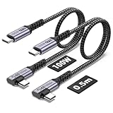 100 W短USB Cケーブル50 cm 2本、SUMPK 5 A USB C 3.1急速充電直角、10 GBbps高速データ電子タグチップ線、4K@60Hzビデオディスプレイ