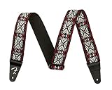 Fender フェンダー カナダ製楽器用ストラップ Pasadena Woven Strap, Red Snowflake, 2"