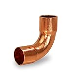 Everflow Supplies CCLT0100 90 Degree C X C Copper Long Radius Elbow Fitting with Two Solder Cups, 1 