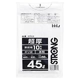 ハウスホールドジャパン ゴミ袋 ポリ袋 45L 約80×65cm(1枚あたり) 10枚入 透明 超厚 0.05mm厚 業務用 GT43