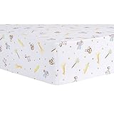 Trend Lab Jungle Fun Animal Fitted Crib Sheet, White