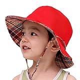 ベビーキッズボーイズガールズリバーシブルSun保護バケットキャップ帽子with Adjustable Chin Strap Wide Brim FoldingフロッピーPackable Sunhatビ