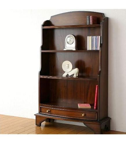 Amazon.co.jp: 【骨董品】レトロ本棚ガラス扉付き無垢材木製収納家具