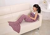 10 子供のかぎ針編みの人魚毛布ハンドメイドマーメイドテール毛布人魚姫の尾の部分の寝袋ニットソファー Nap 毛布の衣裳の繭 140 * 70