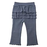 クロップド パンツ・おしり3段フリル 9分丈 ストレッチ　パンツ (M（80-90cm）, デニム)