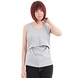 (CHOUCHOU) 年中使える 授乳 タンクトップ マタニティ ウェア 授乳服 (グレー)