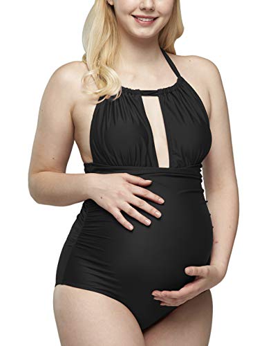 Tempotrek One Piece Maternity Swimsuits V-Neck Pregnancy Swimwear Halter Maternity Bikini Bathing Suits - Black - XX-Large Tempotrek One Piece Maternity Swimsuits V-Neck Pregnancy Swimwear Halter Maternity Bikini Bathing Suits - Black - XX-Large