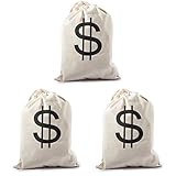 大きなお金巾着バッグポーチドル記号 – ハロウィンパーティーTrick or Treat /銀行強盗/カウボーイPirate Favors SuppliesコスチュームPropキャンバス袋