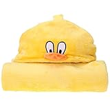 Domybest ベビーバスタオル ベビー 赤ちゃん用 空調ブランケット 体拭き 子供 サンゴベルベット イエロー アヒル柄 フード付き 柔らかく かわいい 吸水速乾
