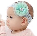 Housweetyブルーベビー　キッズ 赤ちゃん　カチューシャ　ヘアアクセサリー　ヘアバンド ヘッドバンド　レースフラワー 花髪飾り 子供服 出産祝い 結婚式 プレゼント ギフト 伸縮性がある 　かわ